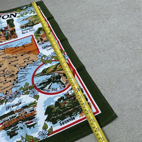 Devon England Tea Towel 20 x 30" Map Landmarks Combe Martin Dartmouth Castle - Picture 6 of 7